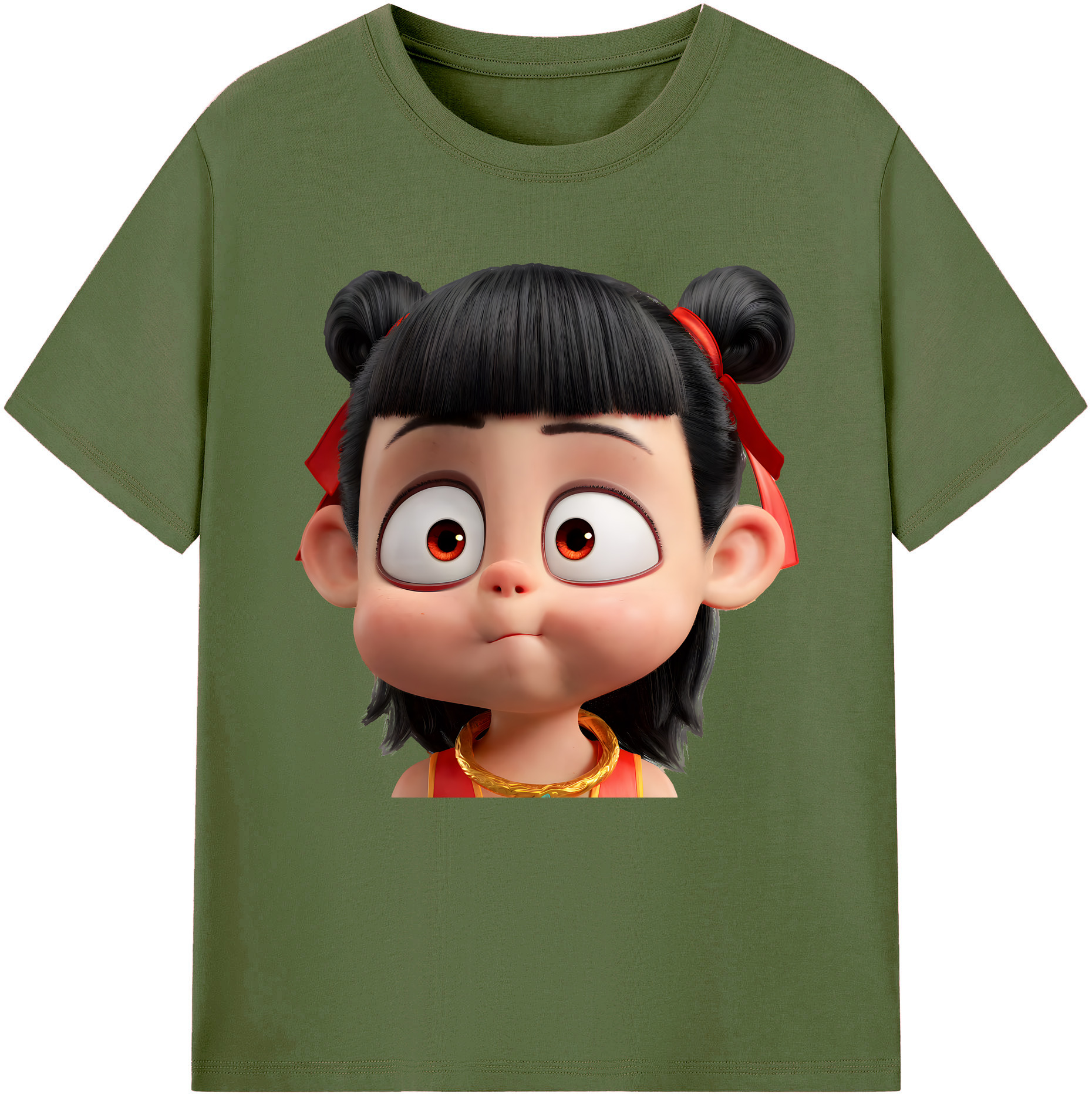 （画像用） Ne Zha 2 ナタ 魔童の大暴れ 綿100％半袖Tシャツ（フロントプリント）